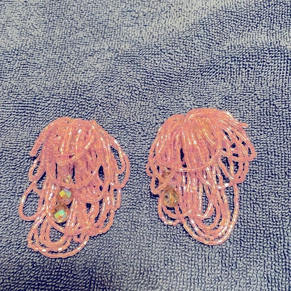 Vintage clip on beaded earrings